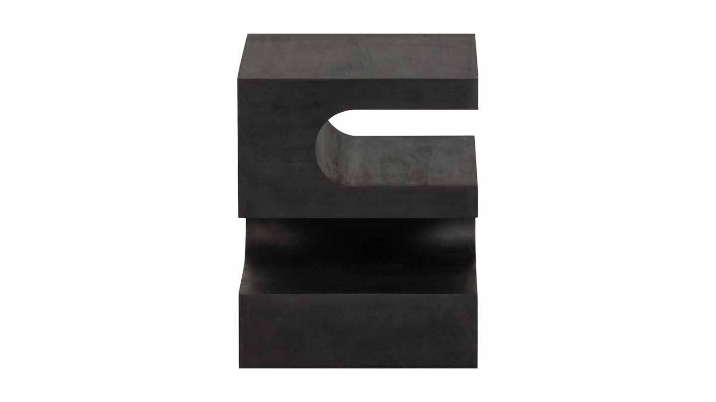 Table d'appoint sculptée en bois de manguier noir 40 cm - Toma Table d'appoint sculptée en bois de manguier noir 40 cm - Toma