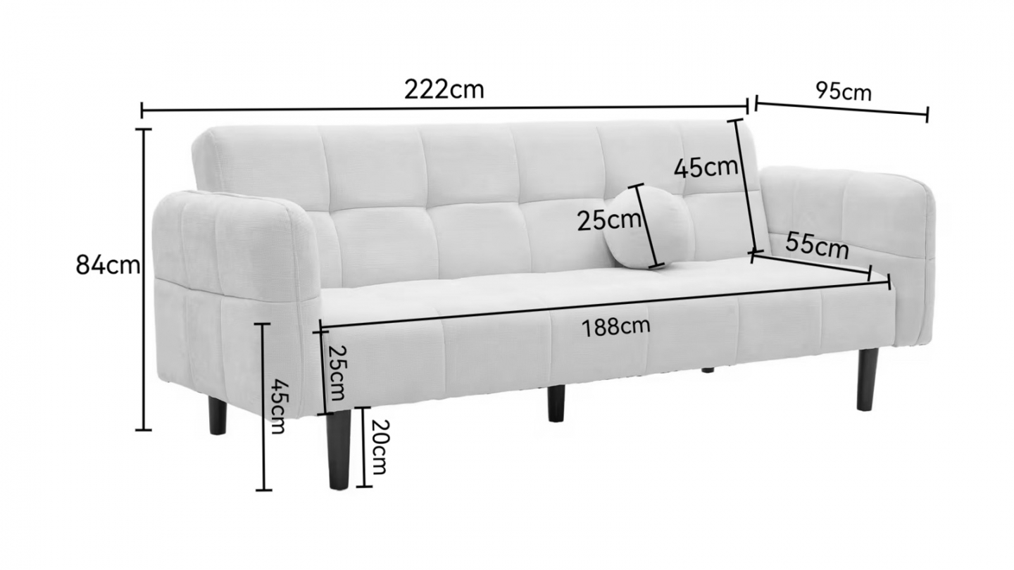 Canapé convertible 3 places en tissu chenille beige - Pavia Canapé convertible 3 places en tissu chenille beige - Pavia