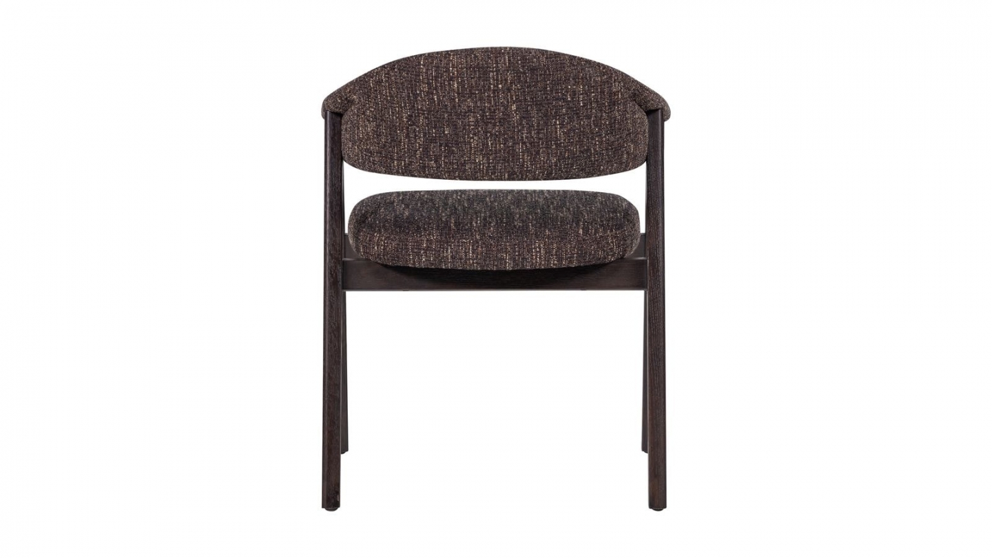 Lot de 2 chaises de salle à manger en bois et tissu bouclé brun foncé - Tunar Lot de 2 chaises de salle à manger en bois et tissu bouclé brun foncé - Tunar