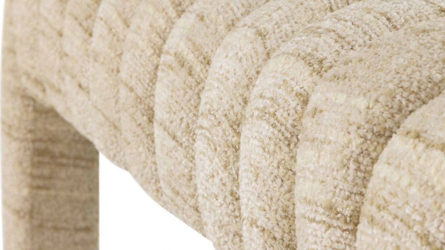 Banc en tissu bouclé bouclé matelassé beige - Frex Banc en tissu bouclé bouclé matelassé beige - Frex