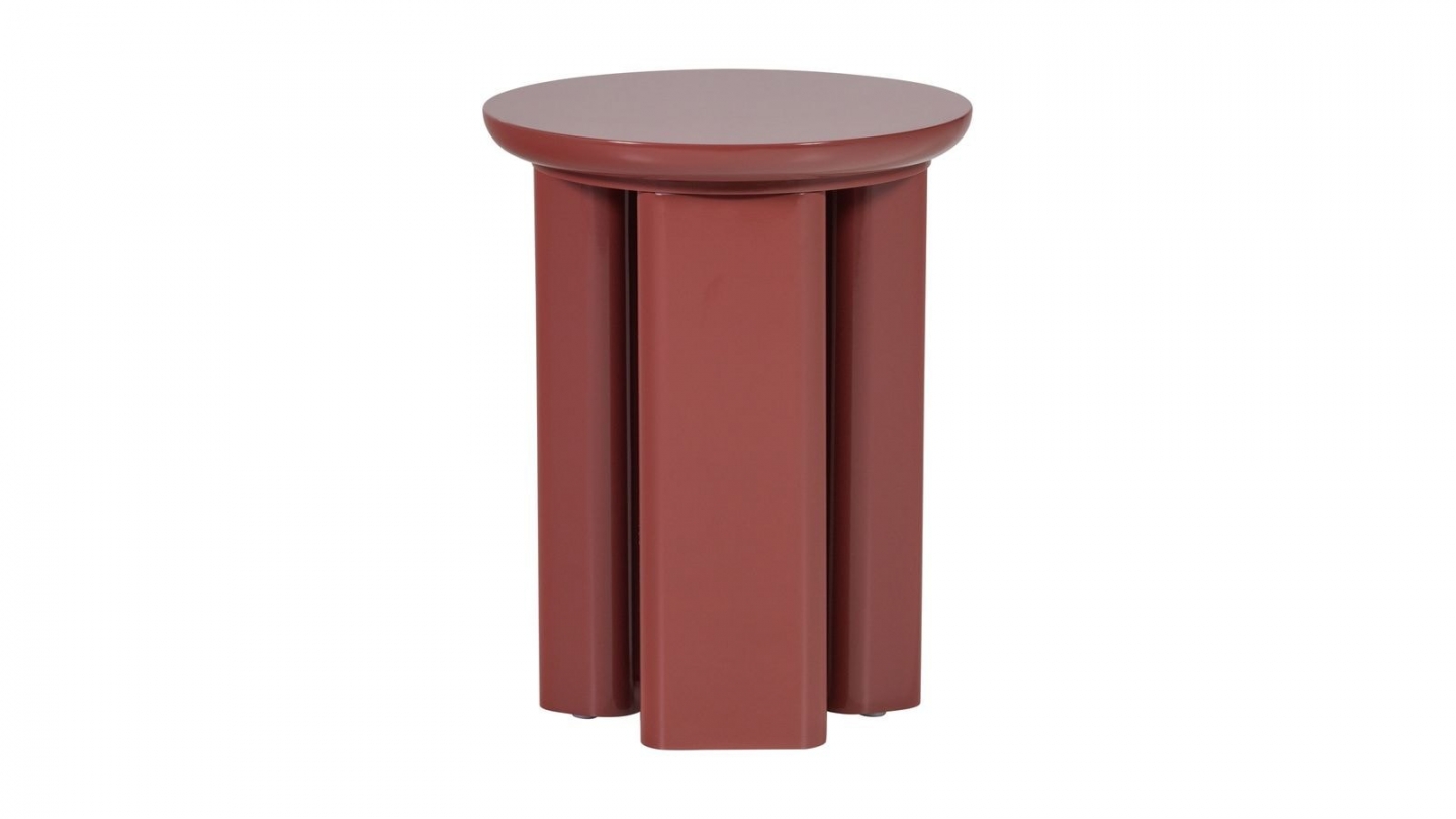Table d'appoint ronde laquée vieux rouge/rose brillant Ø40 cm - Orivo Table d'appoint ronde laquée vieux rouge/rose brillant Ø40 cm - Orivo