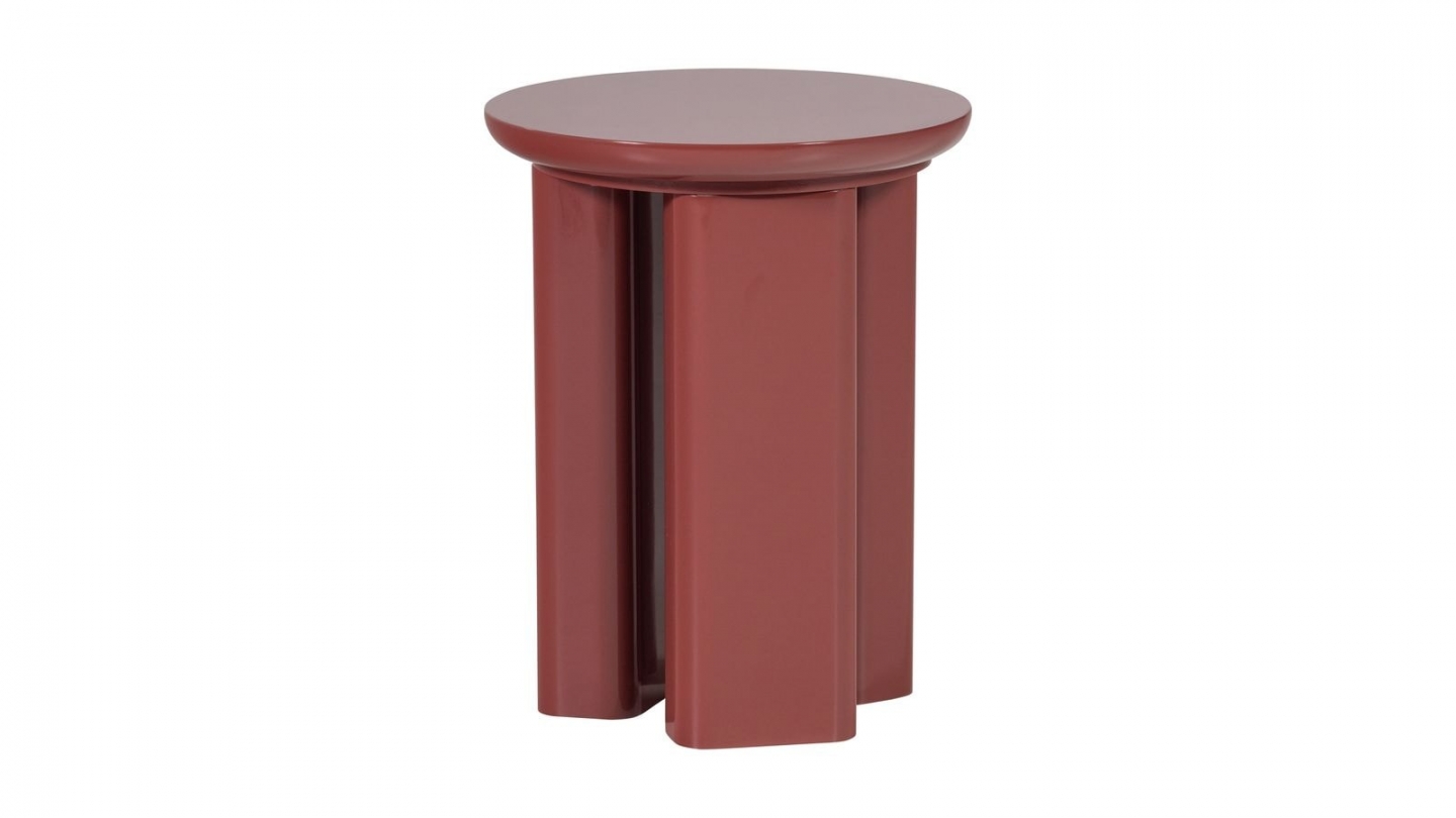 Table d'appoint ronde laquée vieux rouge/rose brillant Ø40 cm - Orivo Table d'appoint ronde laquée vieux rouge/rose brillant Ø40 cm - Orivo