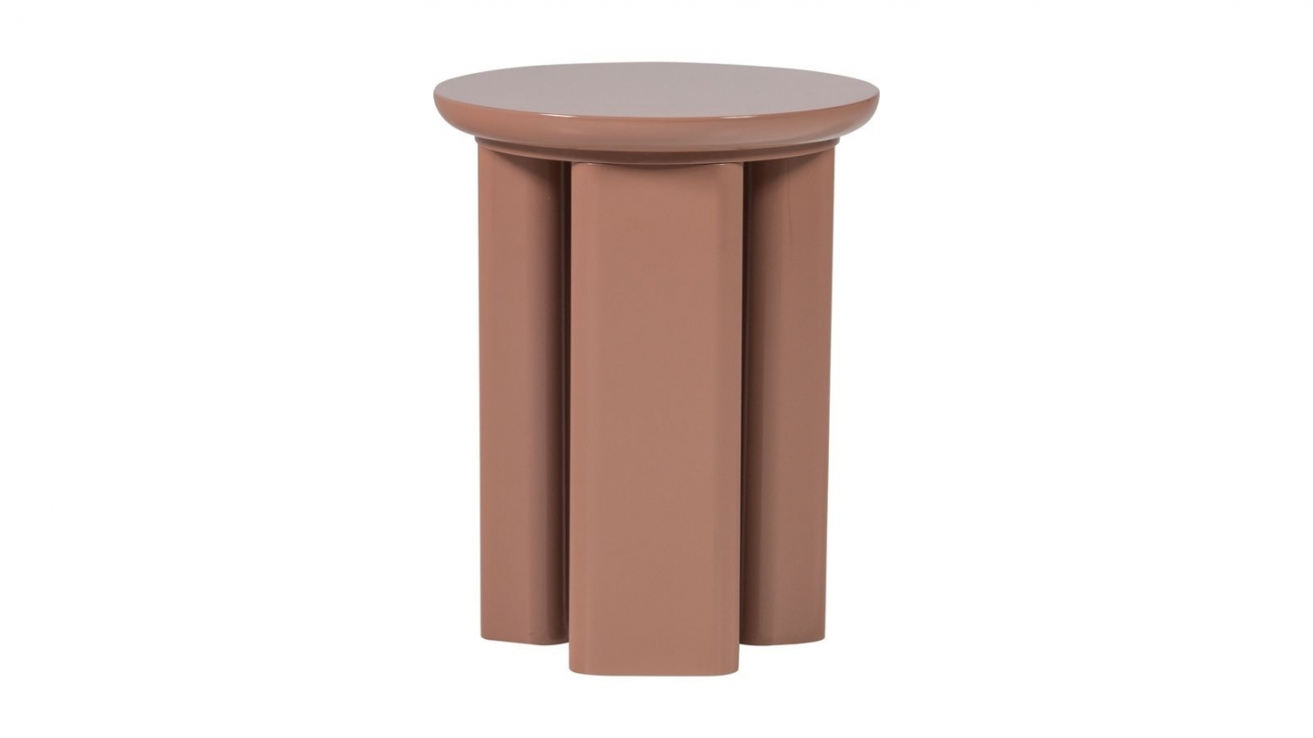Table d'appoint ronde laquée vieux rose brillant Ø40 cm - Orivo Table d'appoint ronde laquée vieux rose brillant Ø40 cm - Orivo