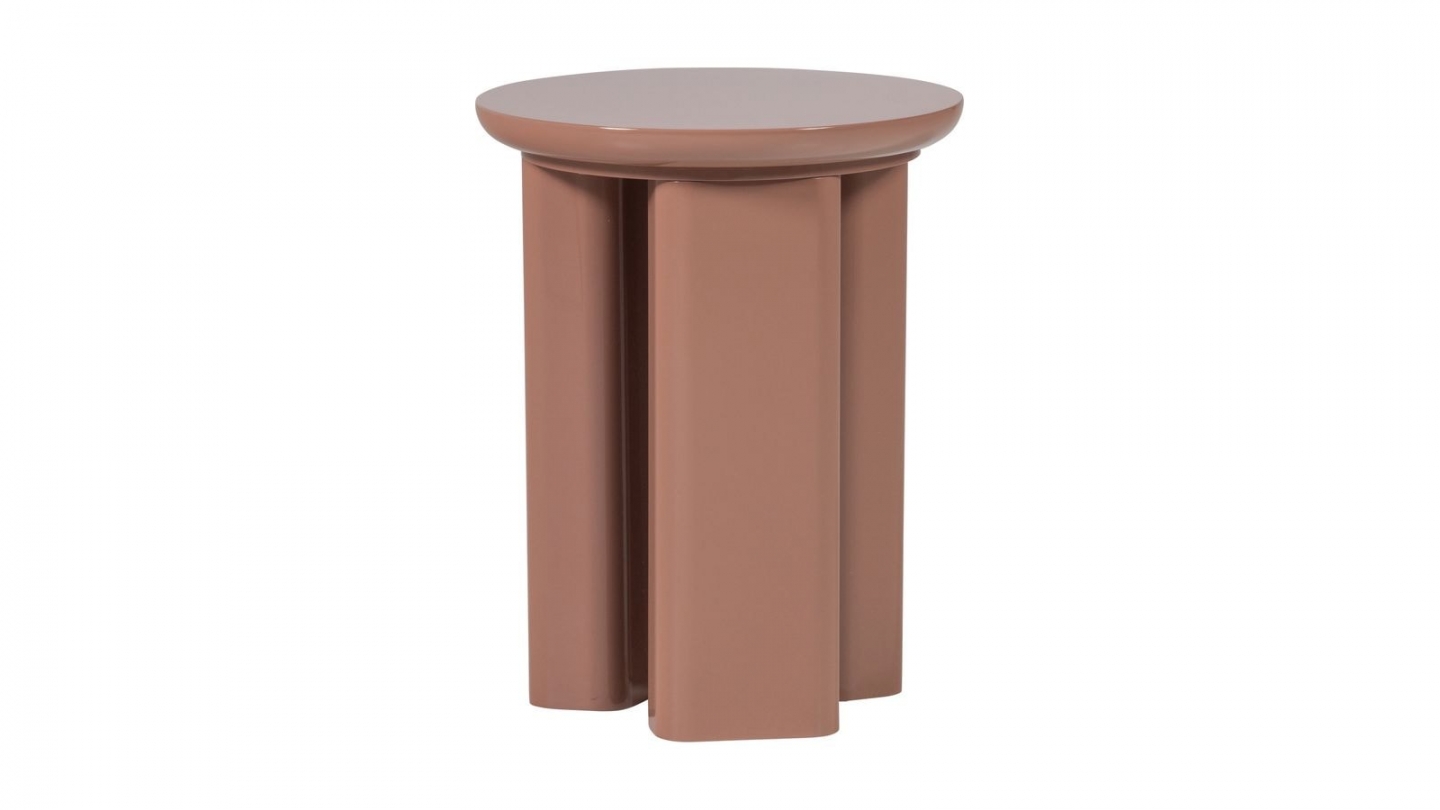 Table d'appoint ronde laquée vieux rose brillant Ø40 cm - Orivo Table d'appoint ronde laquée vieux rose brillant Ø40 cm - Orivo