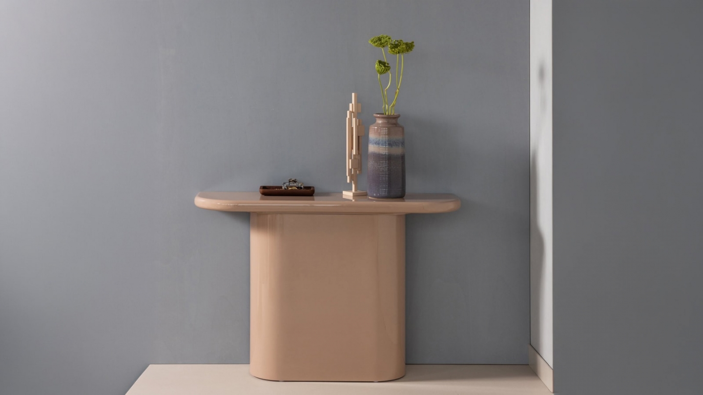 Console laquée rose poudré brillant 120 cm- Nocta Console laquée rose poudré brillant 120 cm- Nocta