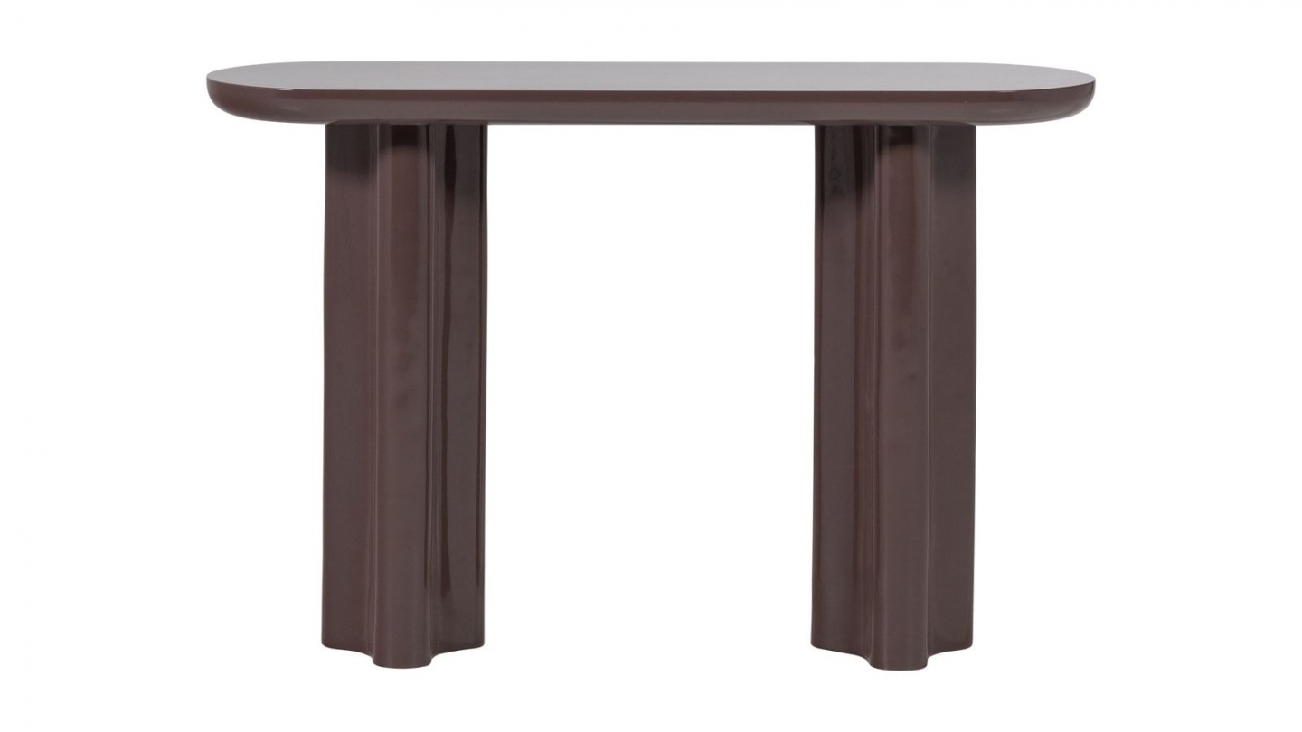 Console ovale laquée brun foncé brillant 120 cm - Evara Console ovale laquée brun foncé brillant 120 cm - Evara
