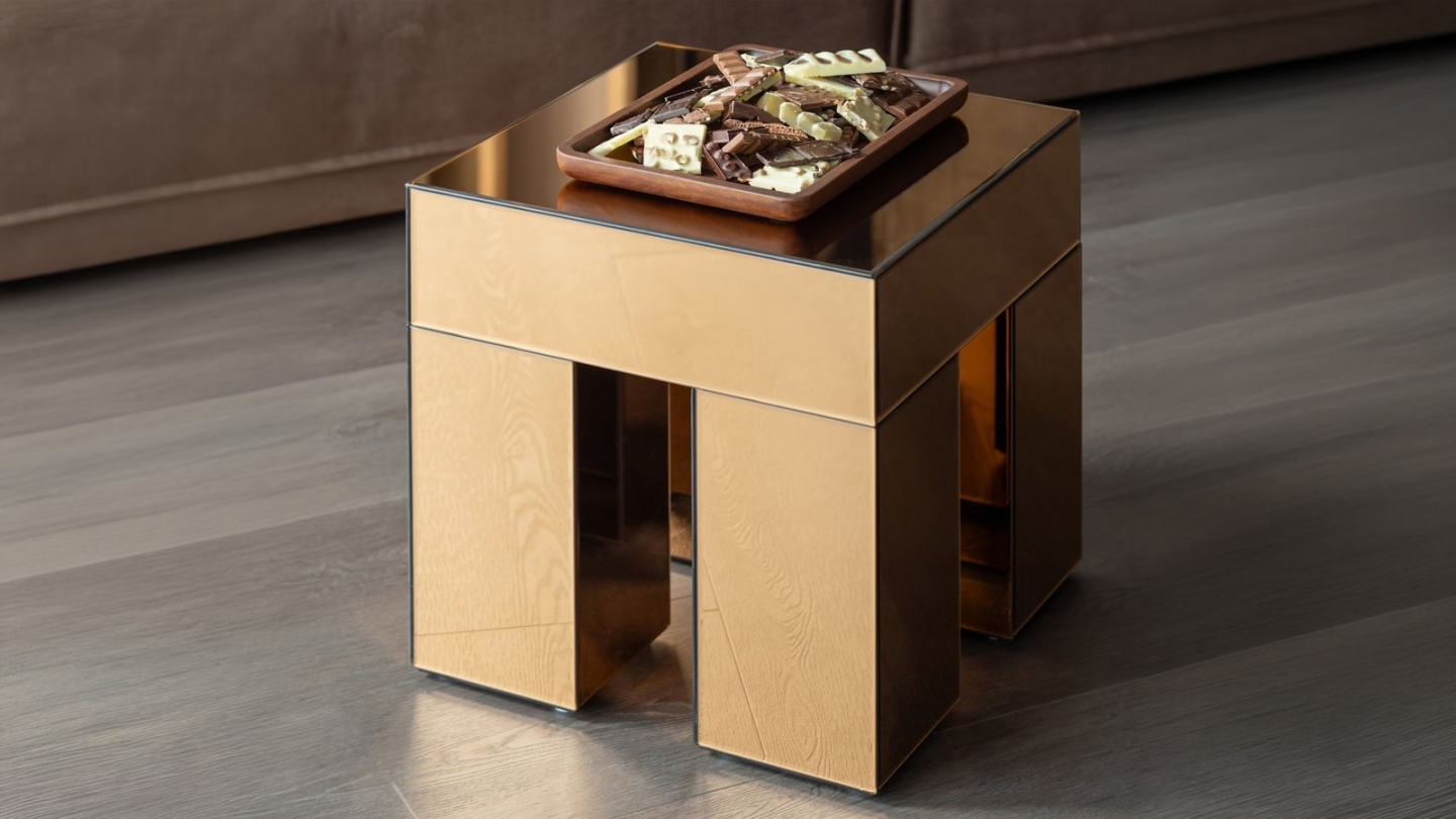 Table d'appoint carrée effet miroir bronze brun 45 cm - Mirrox Table d'appoint carrée effet miroir bronze brun 45 cm - Mirrox