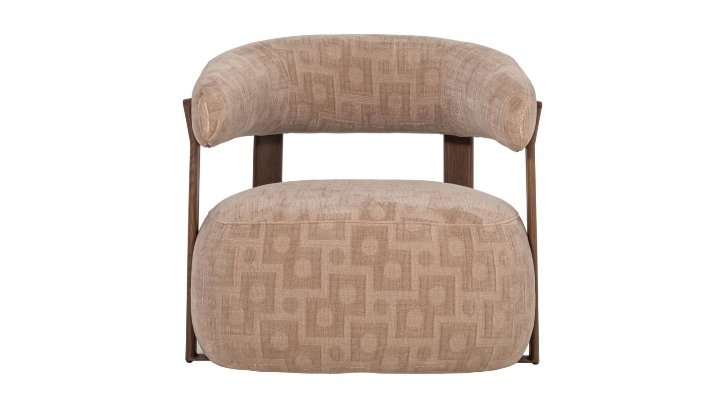 Fauteuil en tissu 3D à motifs géométriques beige - Foon Fauteuil en tissu 3D à motifs géométriques beige - Foon