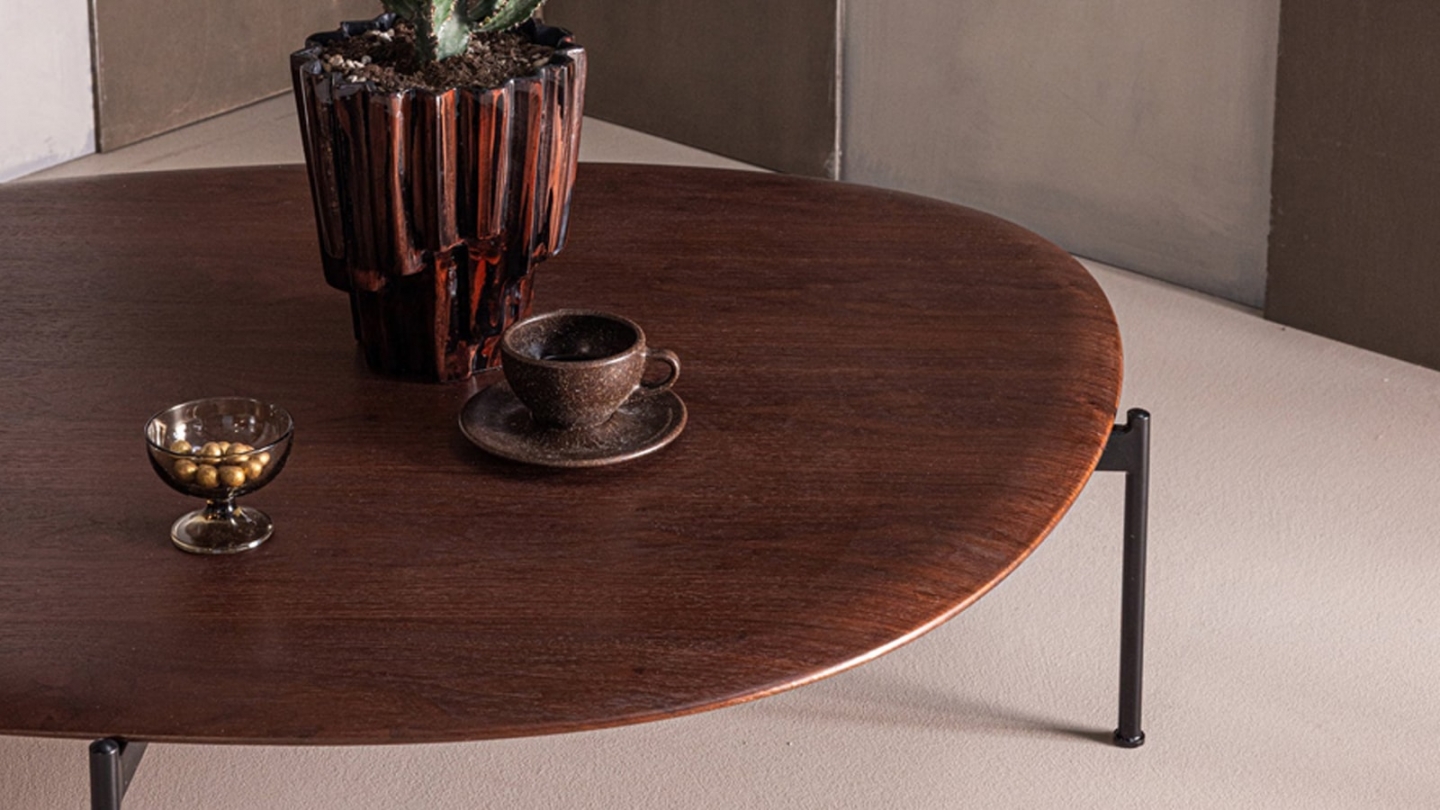 Table basse organique effet bois brun 121 cm - Kota Table basse organique effet bois brun 121 cm - Kota