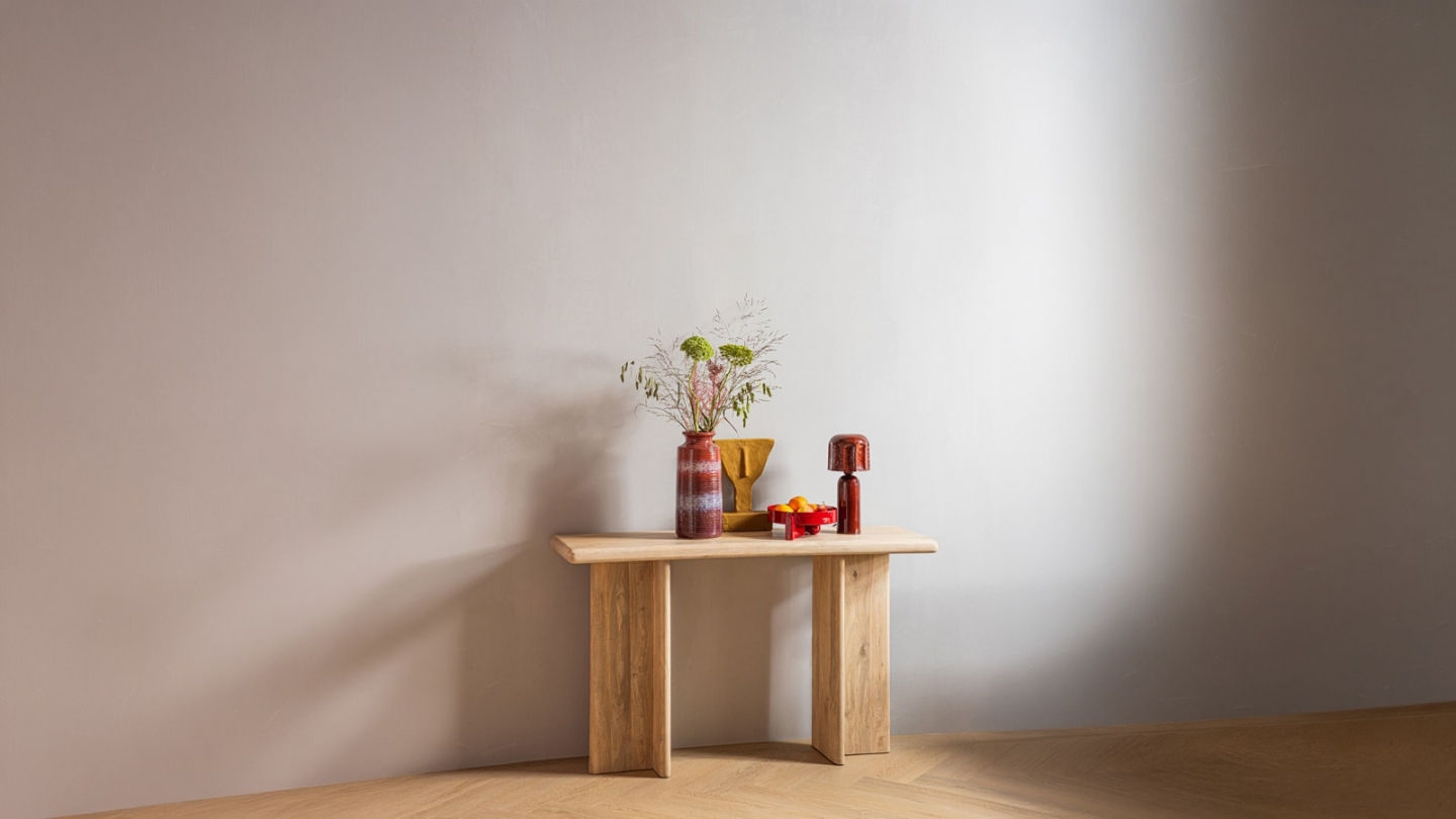 Console rectangulaire en bois de manguier clair 135 cm - Ato Console rectangulaire en bois de manguier clair 135 cm - Ato