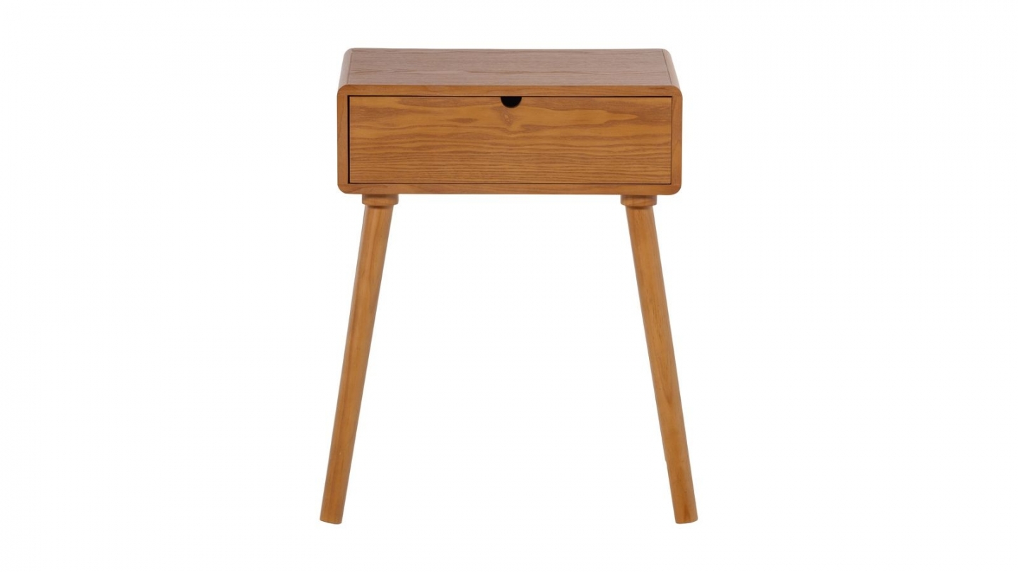 Table de chevet rétro scandinave 1 tiroir en bois 36 cm - Nelo Table de chevet rétro scandinave 1 tiroir en bois 36 cm - Nelo