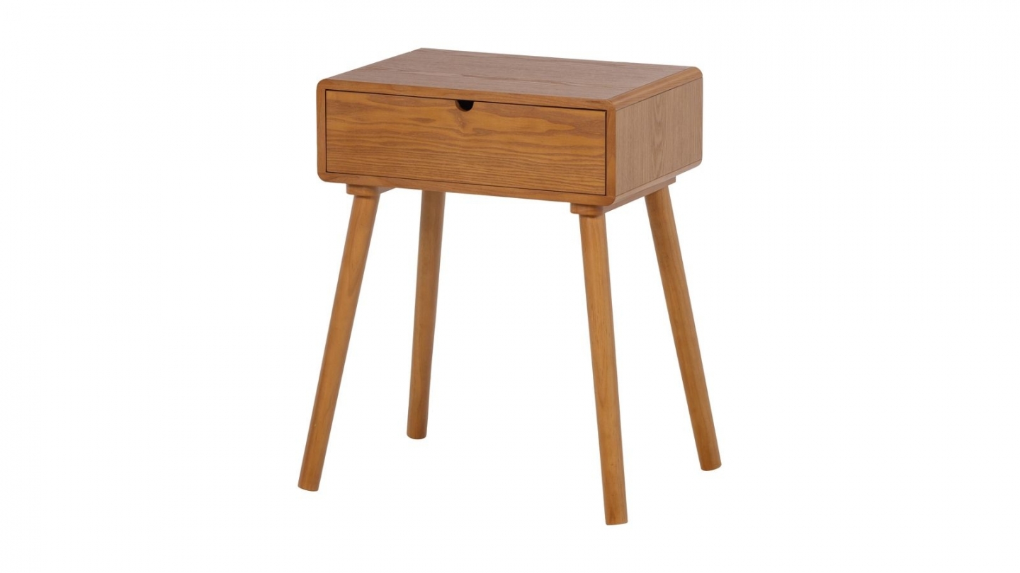 Table de chevet rétro scandinave 1 tiroir en bois 36 cm - Nelo Table de chevet rétro scandinave 1 tiroir en bois 36 cm - Nelo