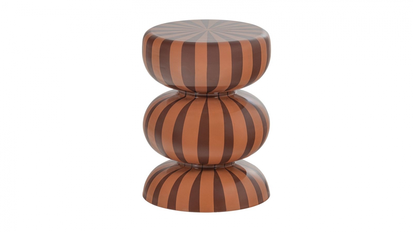 Table d'appoint en métal à rayures rose / brun Ø36 cm - Ravo Table d'appoint en métal à rayures rose / brun Ø36 cm - Ravo