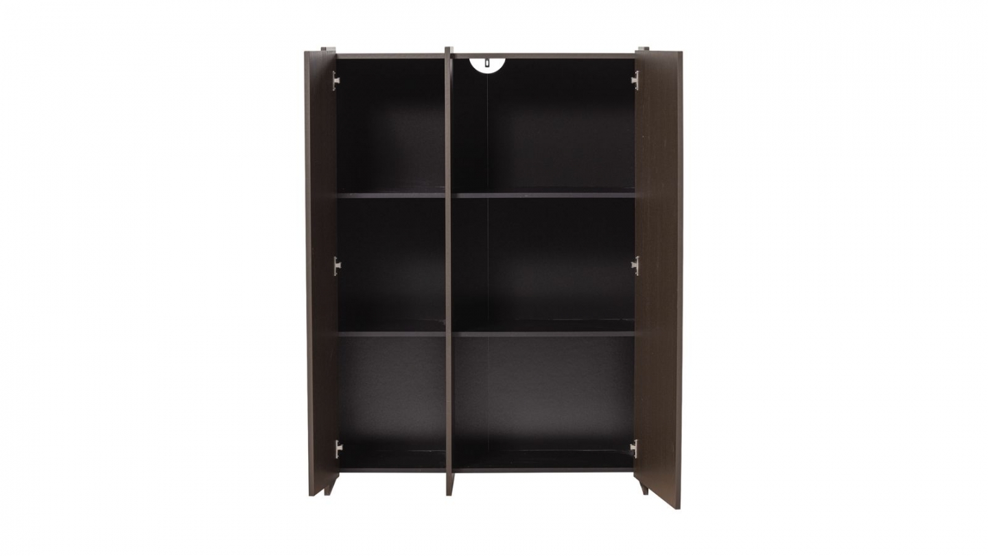 Buffet haut 2 portes en placage frêne brun moyen 102 cm - Brock Buffet haut 2 portes en placage frêne brun moyen 102 cm - Brock