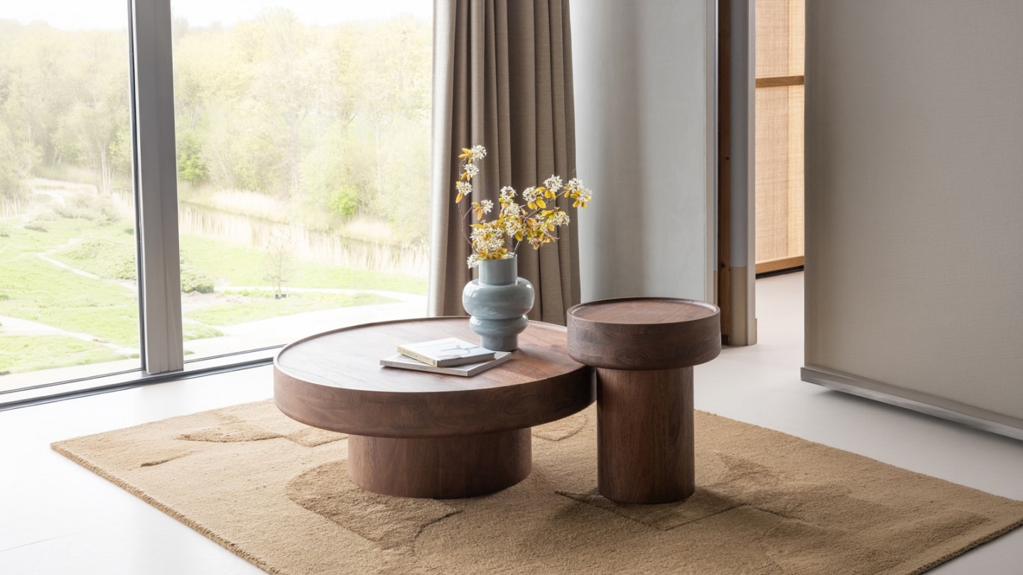 Table basse ronde bois de manguier massif brun Ø90 cm - Dara Table basse ronde bois de manguier massif brun Ø90 cm - Dara