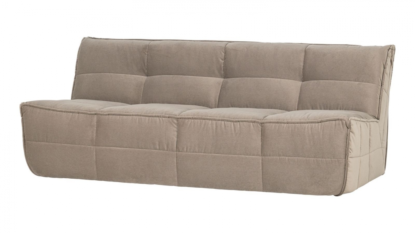 Canapé matelassé 3 places en tissu effet velours taupe - Cluster Canapé matelassé 3 places en tissu effet velours taupe - Cluster