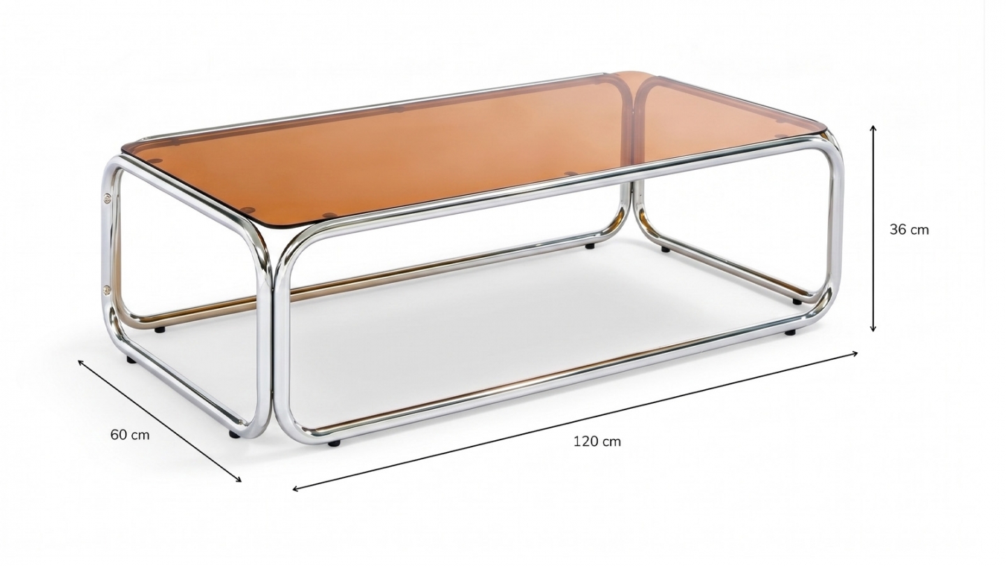 Table basse rectagulaire en acier et verre trempé fumé 120x60 cm - Spritz Table basse rectagulaire en acier et verre trempé fumé 120x60 cm - Spritz