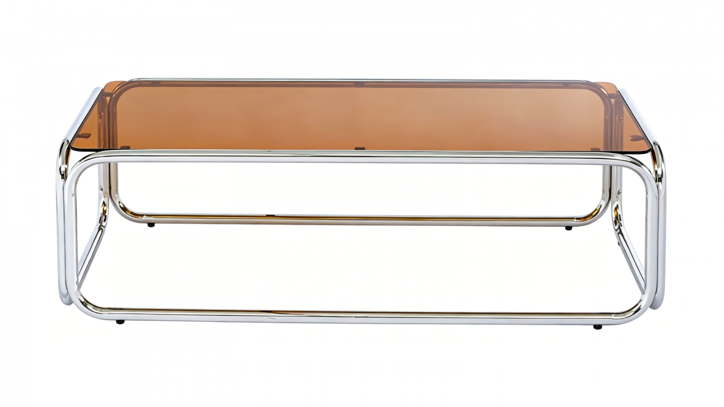 Table basse rectagulaire en acier et verre trempé fumé 120x60 cm - Spritz Table basse rectagulaire en acier et verre trempé fumé 120x60 cm - Spritz