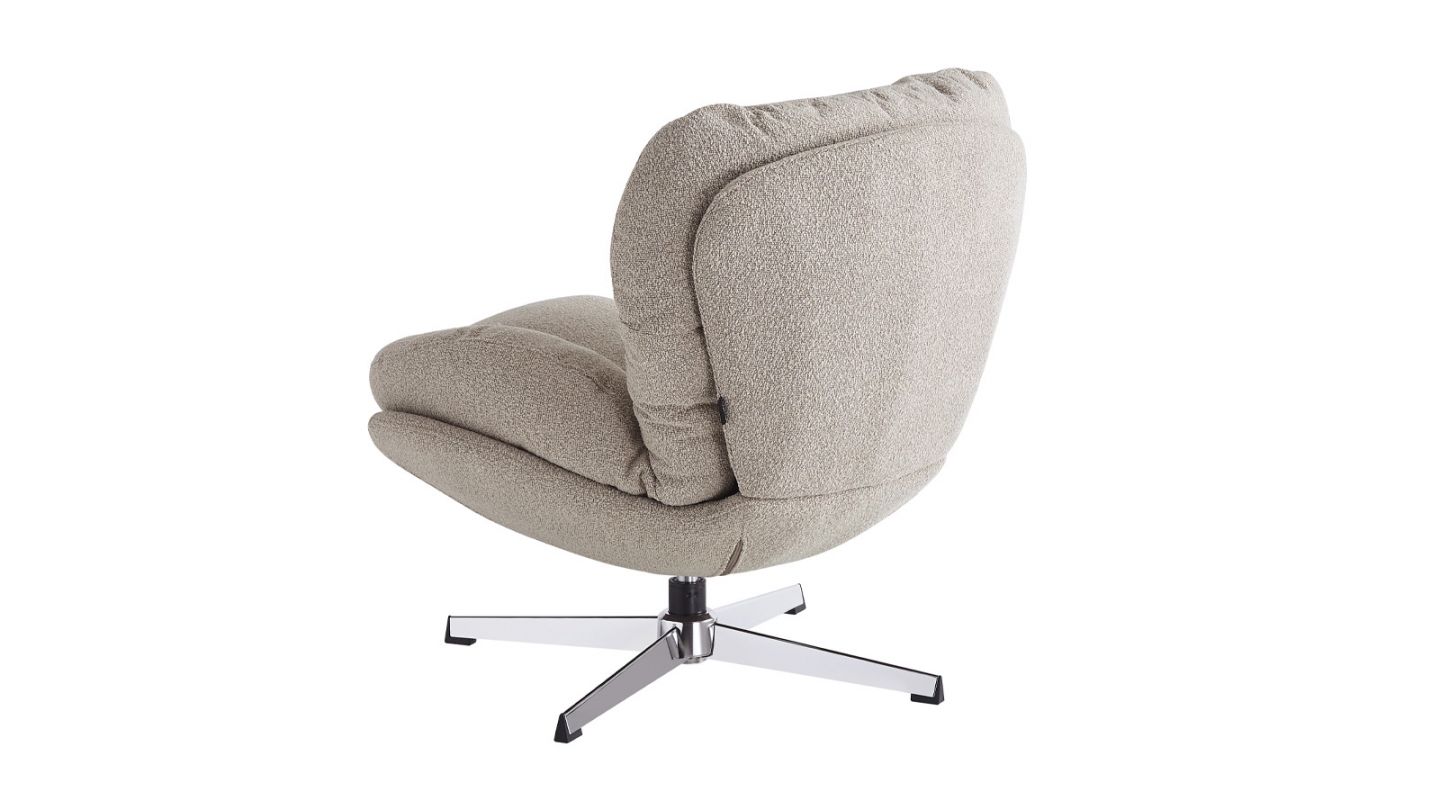 Fauteuil pivotant en tissu bouclé taupe et piètement chromé - Oli Fauteuil pivotant en tissu bouclé taupe et piètement chromé - Oli