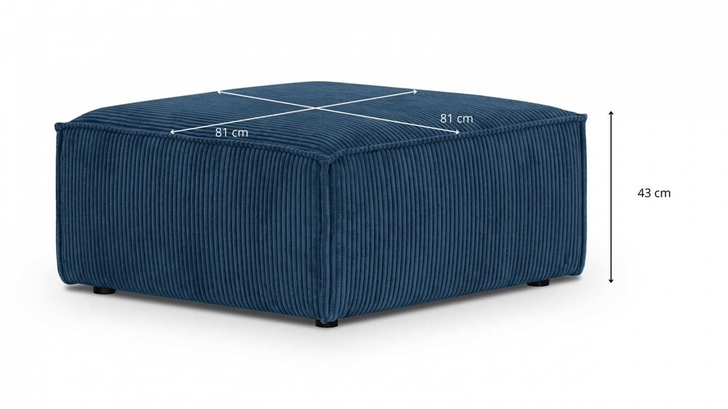 Pouf en velours côtelé bleu - Harper Pouf en velours côtelé bleu - Harper