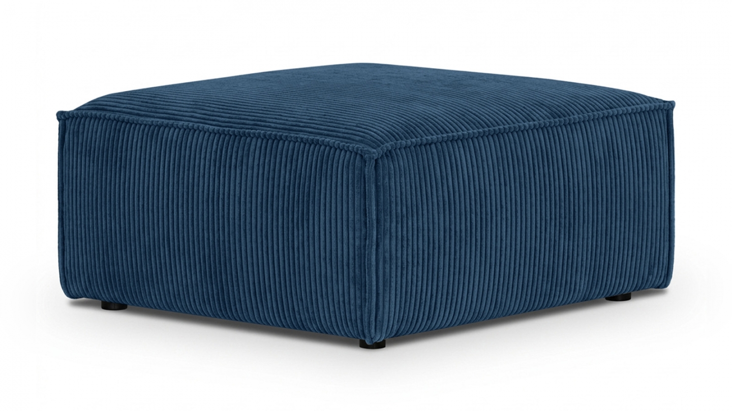 Pouf en velours côtelé bleu - Harper Pouf en velours côtelé bleu - Harper