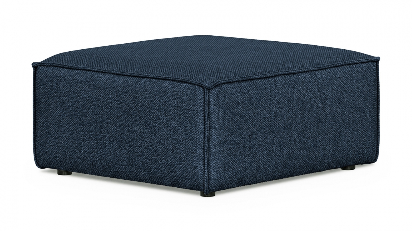 Pouf en tissu chenille bleu foncé - Livia Pouf en tissu chenille bleu foncé - Livia