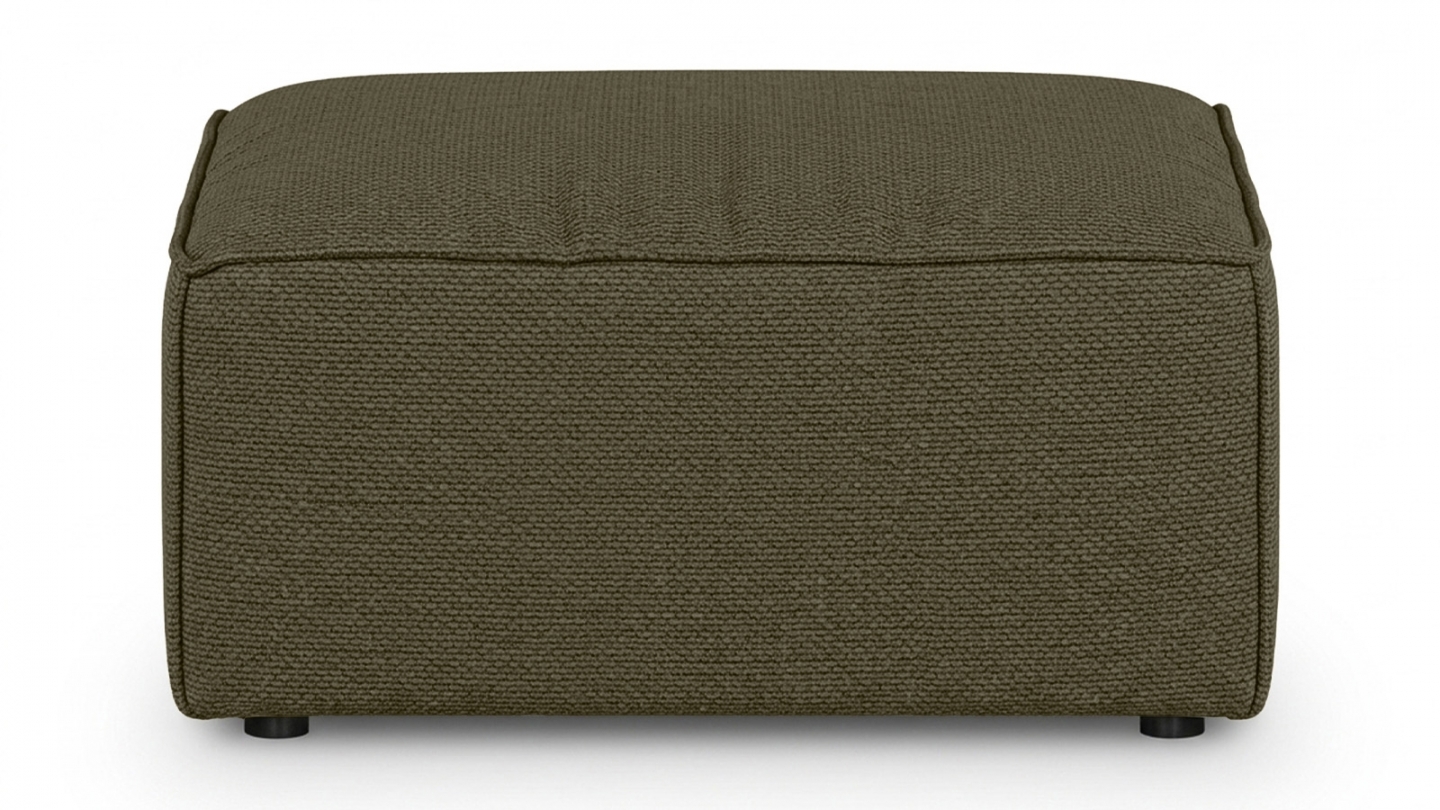 Pouf en tissu chenille vert kaki - Livia Pouf en tissu chenille vert kaki - Livia