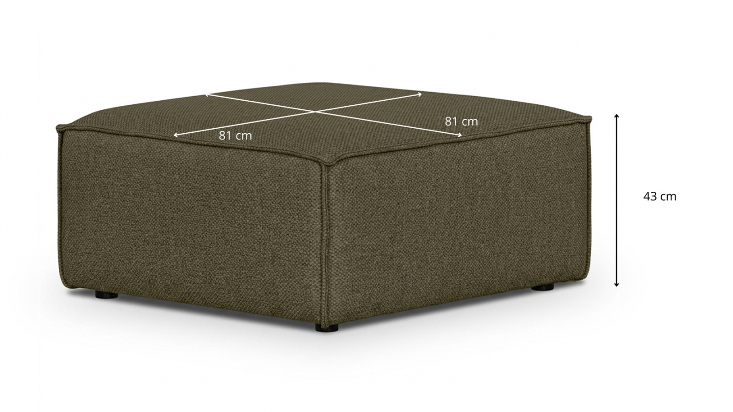 Pouf en tissu chenille vert kaki - Livia Pouf en tissu chenille vert kaki - Livia