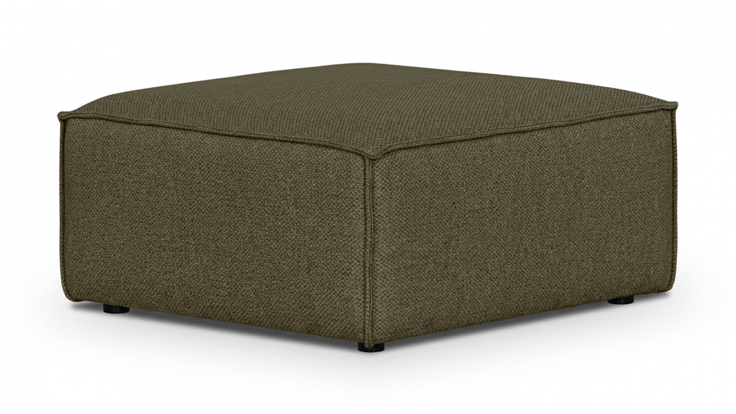Pouf en tissu chenille vert kaki - Livia Pouf en tissu chenille vert kaki - Livia