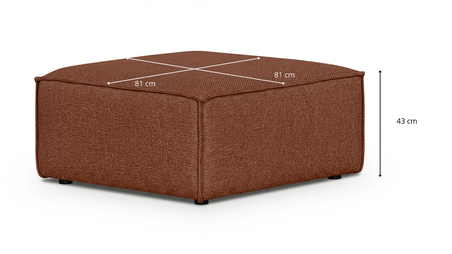 Pouf en tissu chenille rouille foncé - Asti Pouf en tissu chenille rouille foncé - Asti