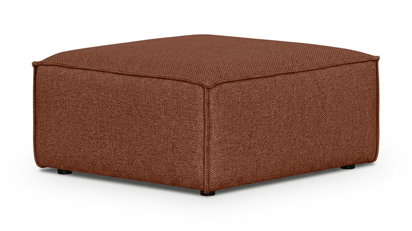 Pouf en tissu chenille rouille foncé - Asti Pouf en tissu chenille rouille foncé - Asti
