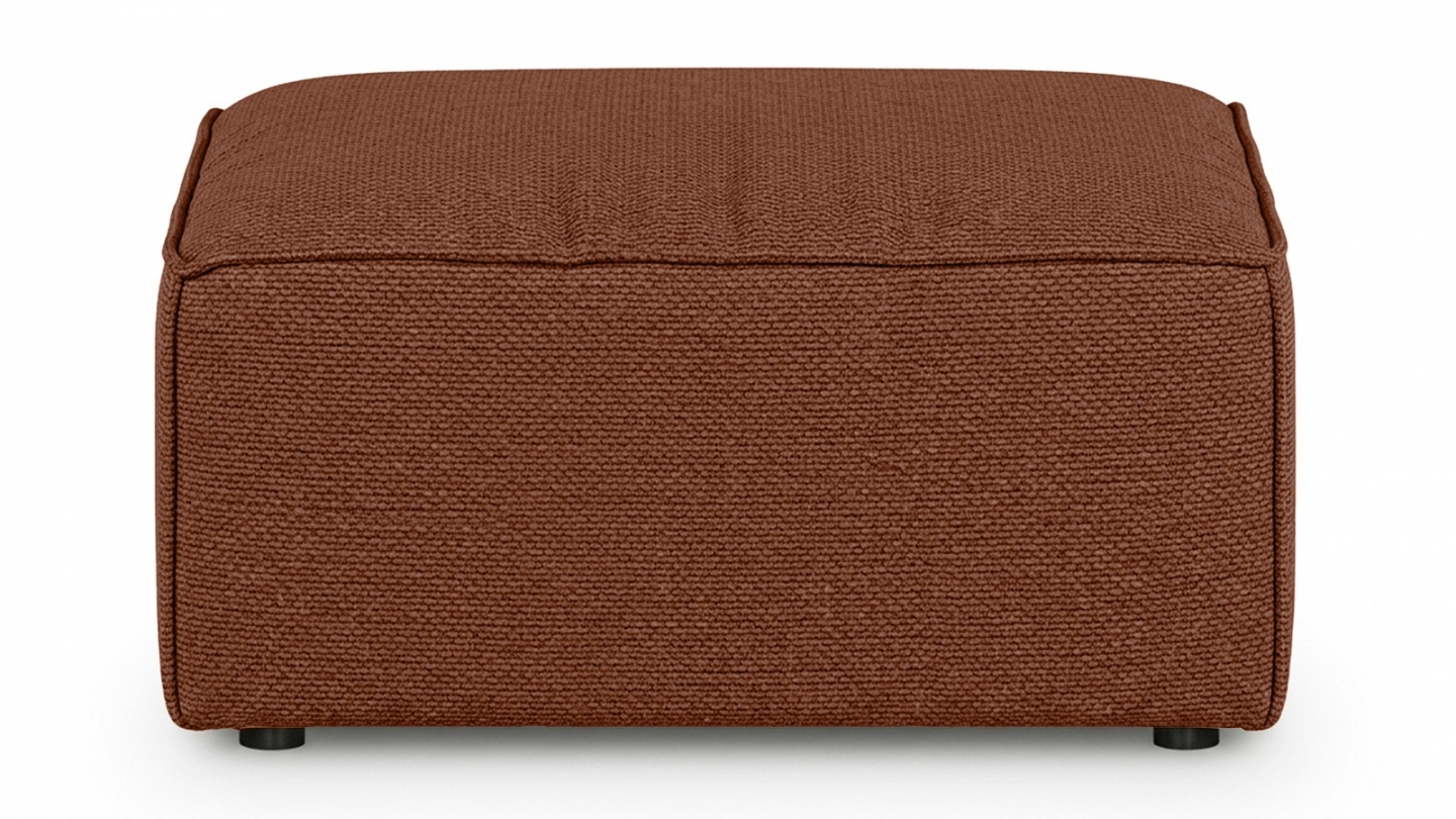 Pouf en tissu chenille rouille foncé - Emma Pouf en tissu chenille rouille foncé - Emma