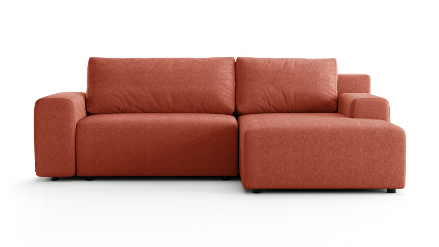 Canapé d'angle réversible convertible 5 places en tissu chenille terracotta - Luno Canapé d'angle réversible convertible 5 places en tissu chenille terracotta - Luno