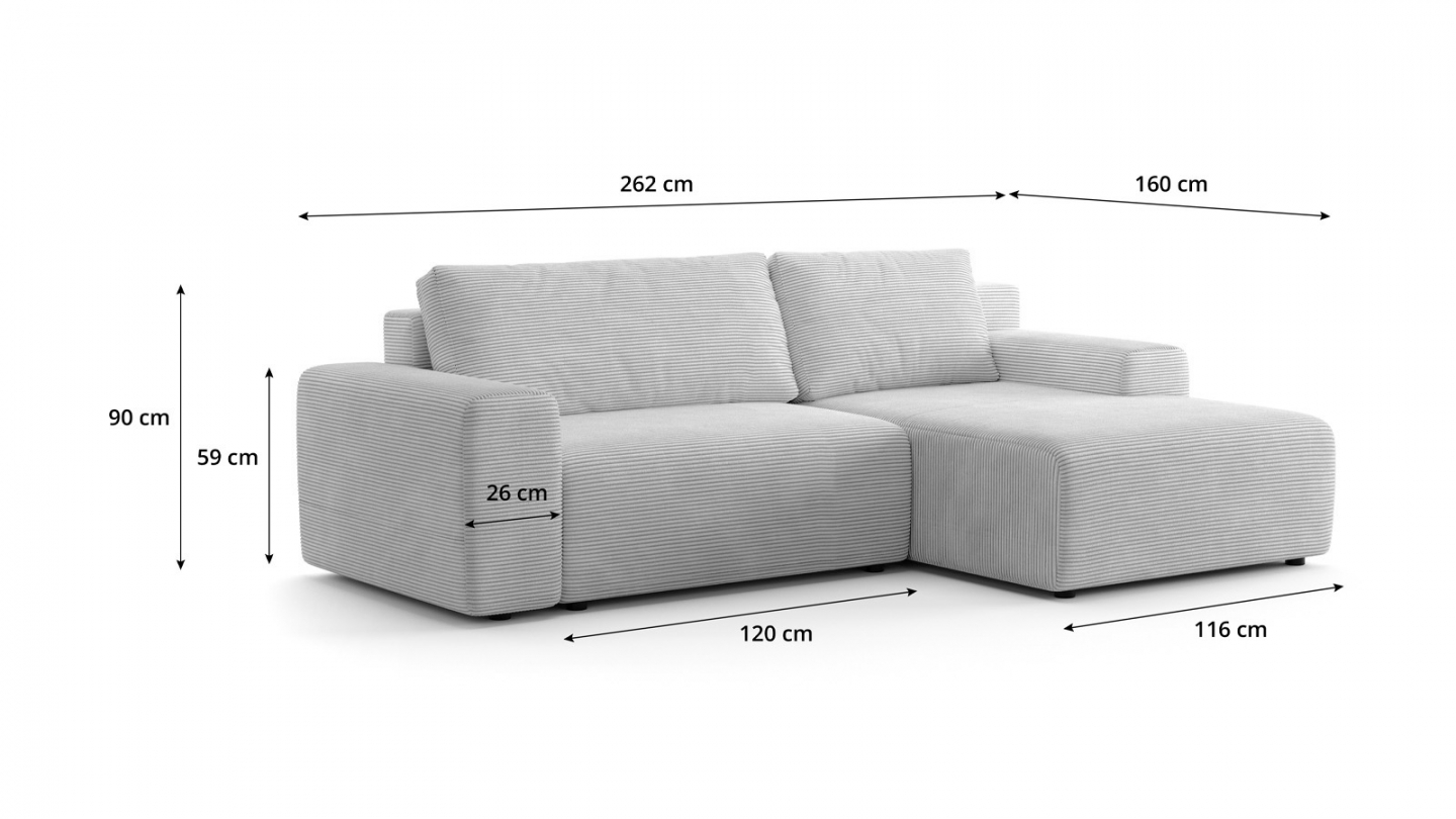 Canapé d'angle réversible convertible 5 places en tissu chenille beige - Luno Canapé d'angle réversible convertible 5 places en tissu chenille beige - Luno