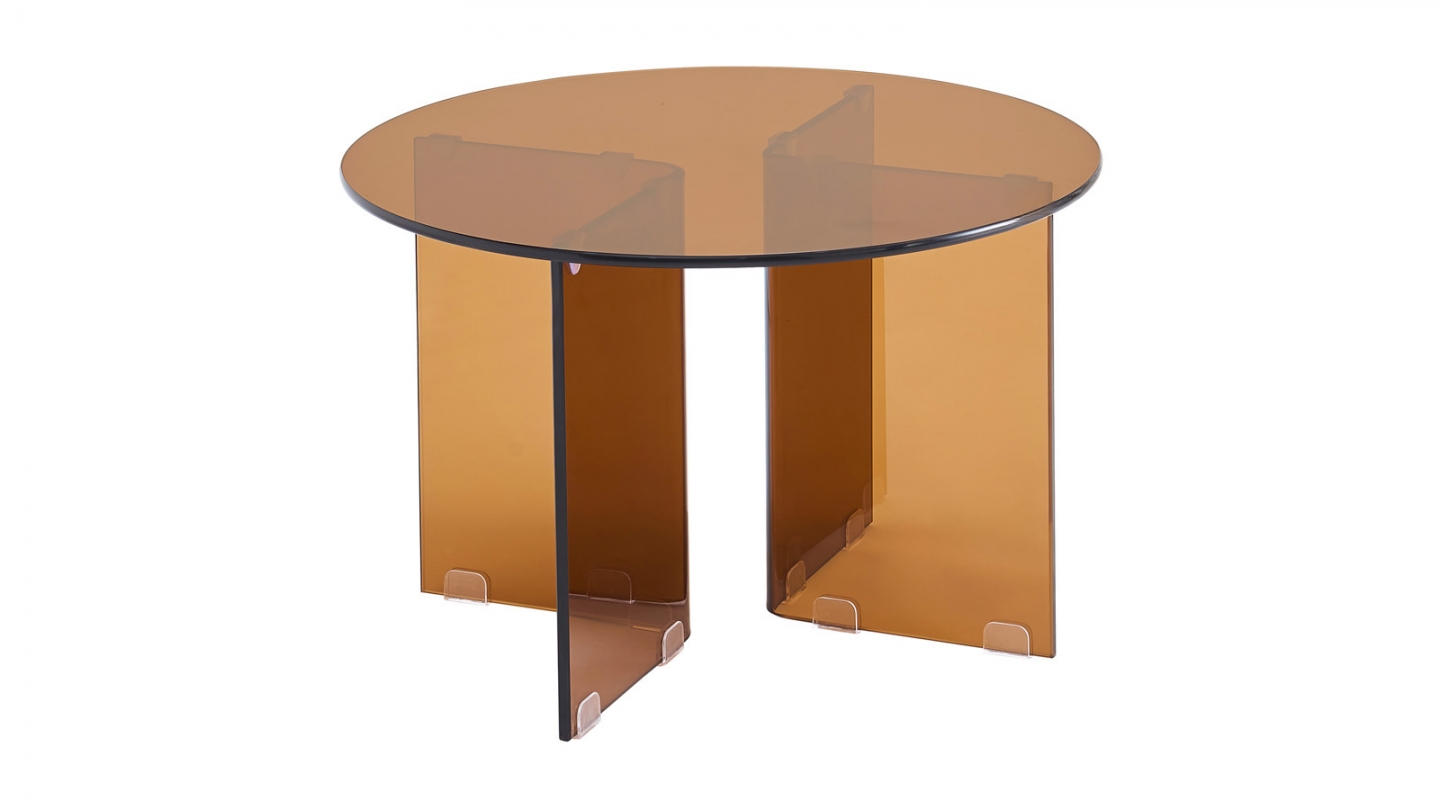Table basse ronde en verre trempé fumé Ø60 cm - Vibe Table basse ronde en verre trempé fumé Ø60 cm - Vibe