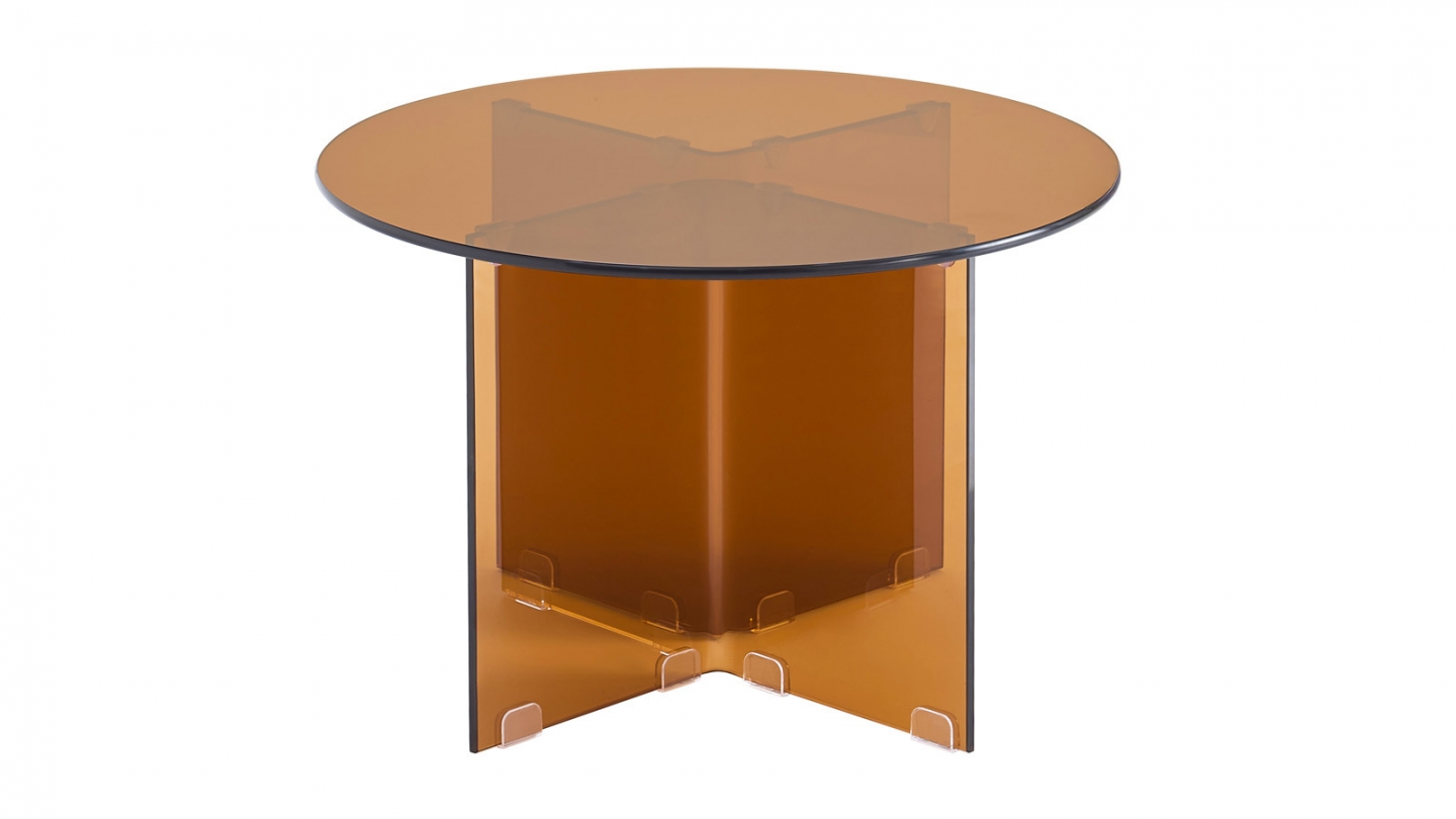 Table basse ronde en verre trempé fumé Ø60 cm - Vibe Table basse ronde en verre trempé fumé Ø60 cm - Vibe