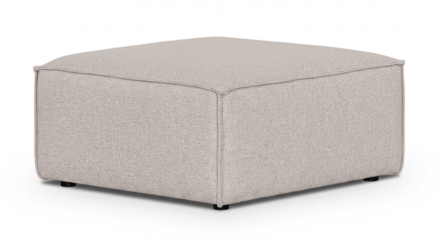 Pouf en tissu chenille taupe - Livia Pouf en tissu chenille taupe - Livia