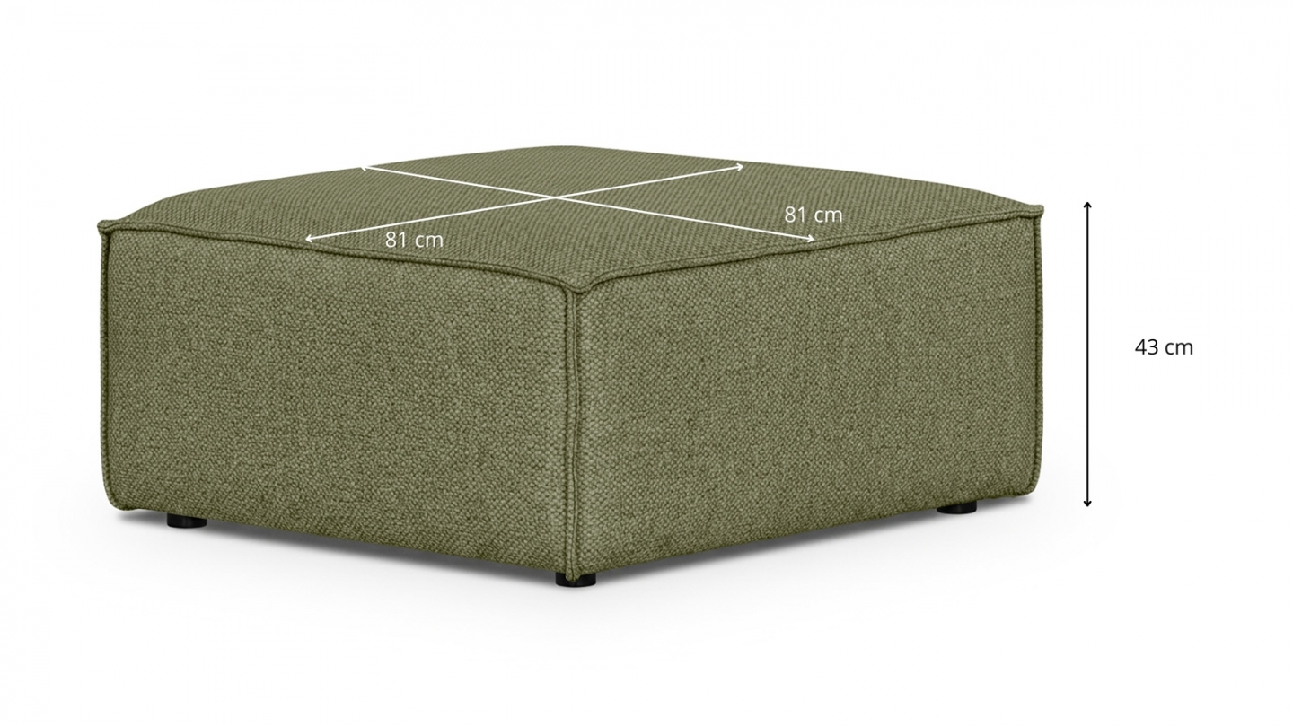 Pouf en tissu chenille vert olive - Asti Pouf en tissu chenille vert olive - Asti