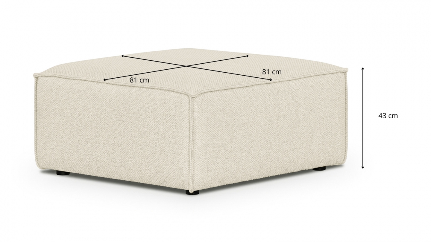 Pouf en tissu chenille beige foncé - Emma Pouf en tissu chenille beige foncé - Emma