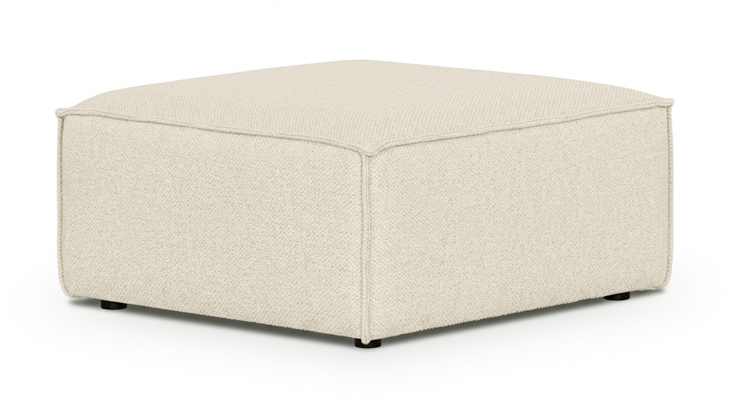 Pouf en tissu chenille beige foncé - Emma Pouf en tissu chenille beige foncé - Emma