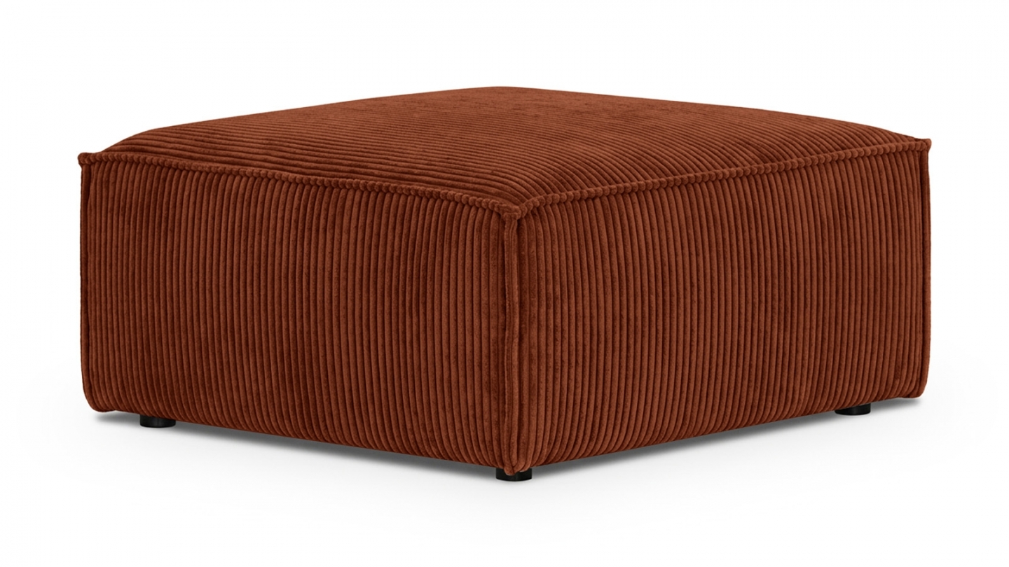 Pouf en velours côtelé rouille foncé - Livia Pouf en velours côtelé rouille foncé - Livia