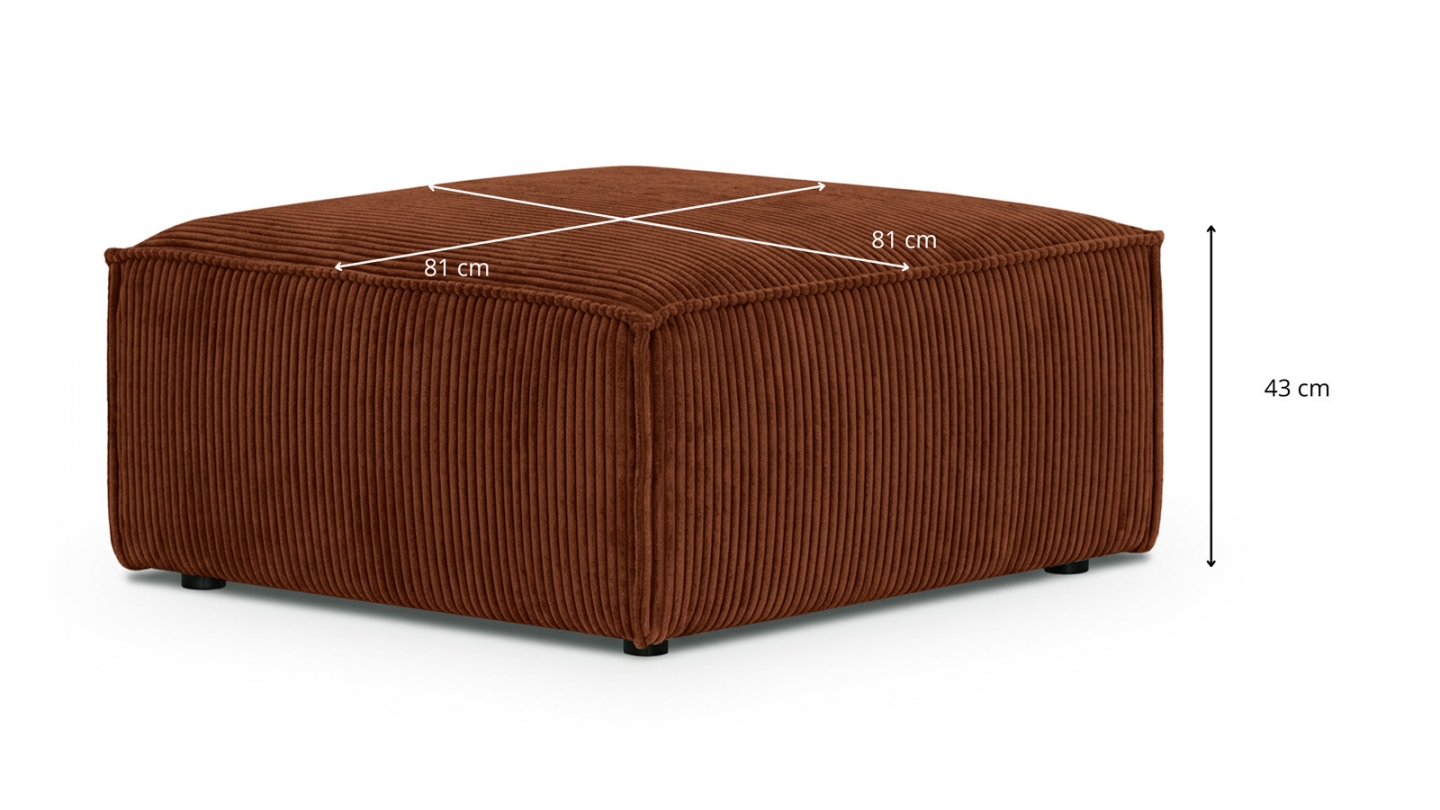 Pouf en velours côtelé rouille foncé - Asti Pouf en velours côtelé rouille foncé - Asti
