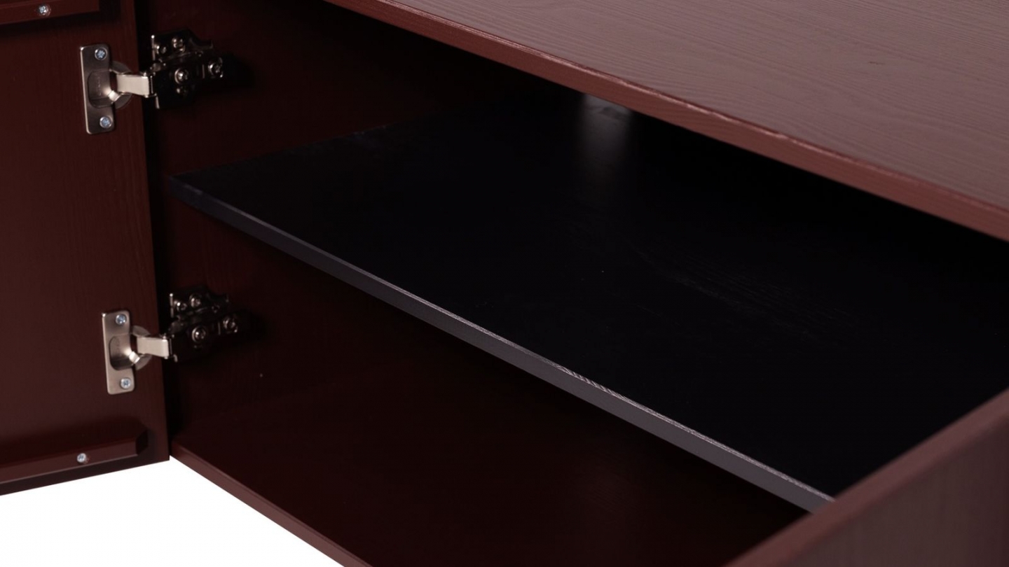 Meuble TV en pin cannelé bordeaux 200 cm - Gunnar Meuble TV en pin cannelé bordeaux 200 cm - Gunnar