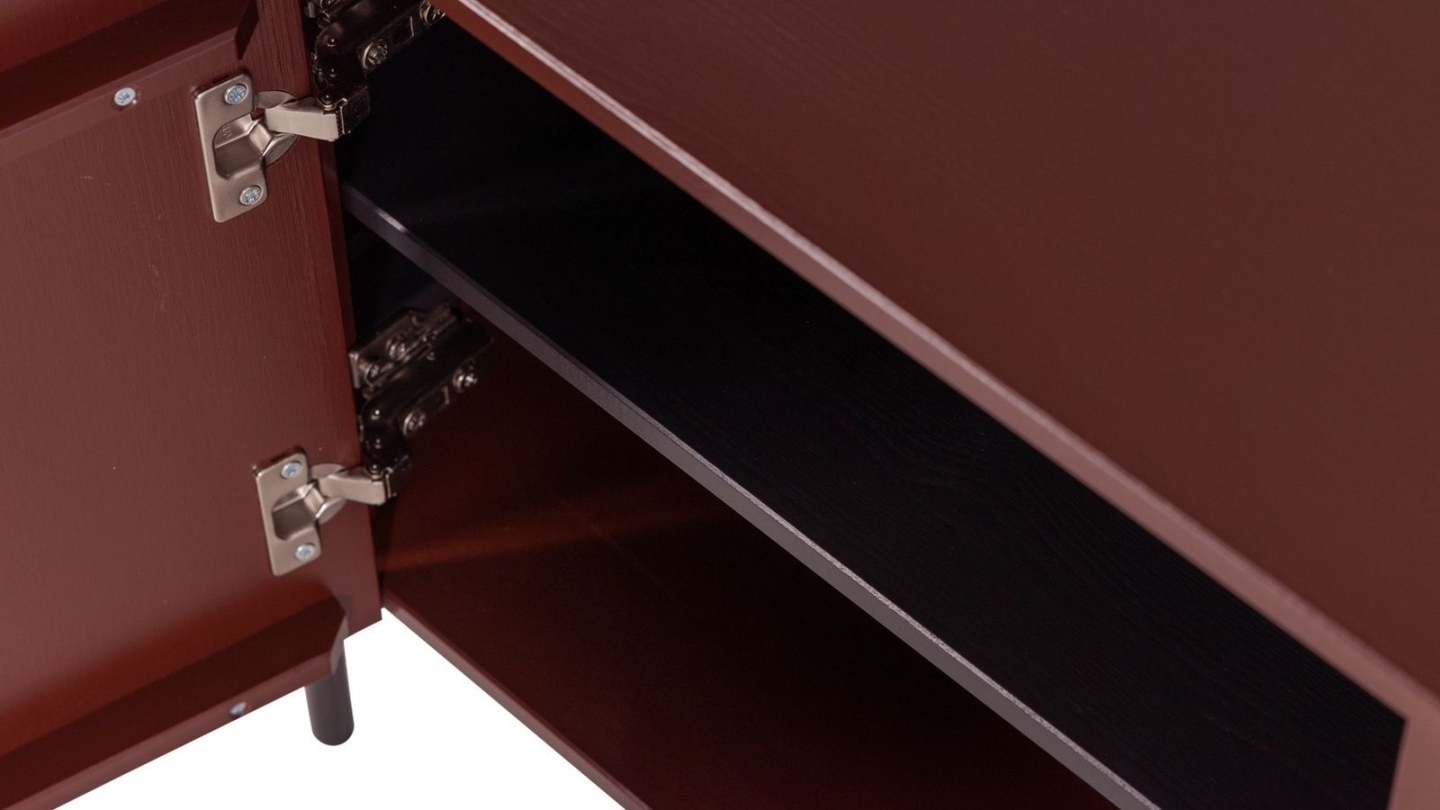 Meuble TV en pin cannelé bordeaux 154 cm - Gunnar Meuble TV en pin cannelé bordeaux 154 cm - Gunnar