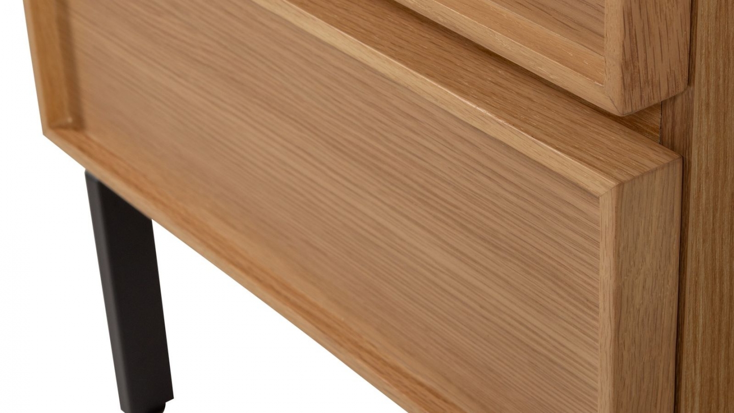 Table de chevet 2 tiroirs effet bois clair 45 cm - Tours Table de chevet 2 tiroirs effet bois clair 45 cm - Tours
