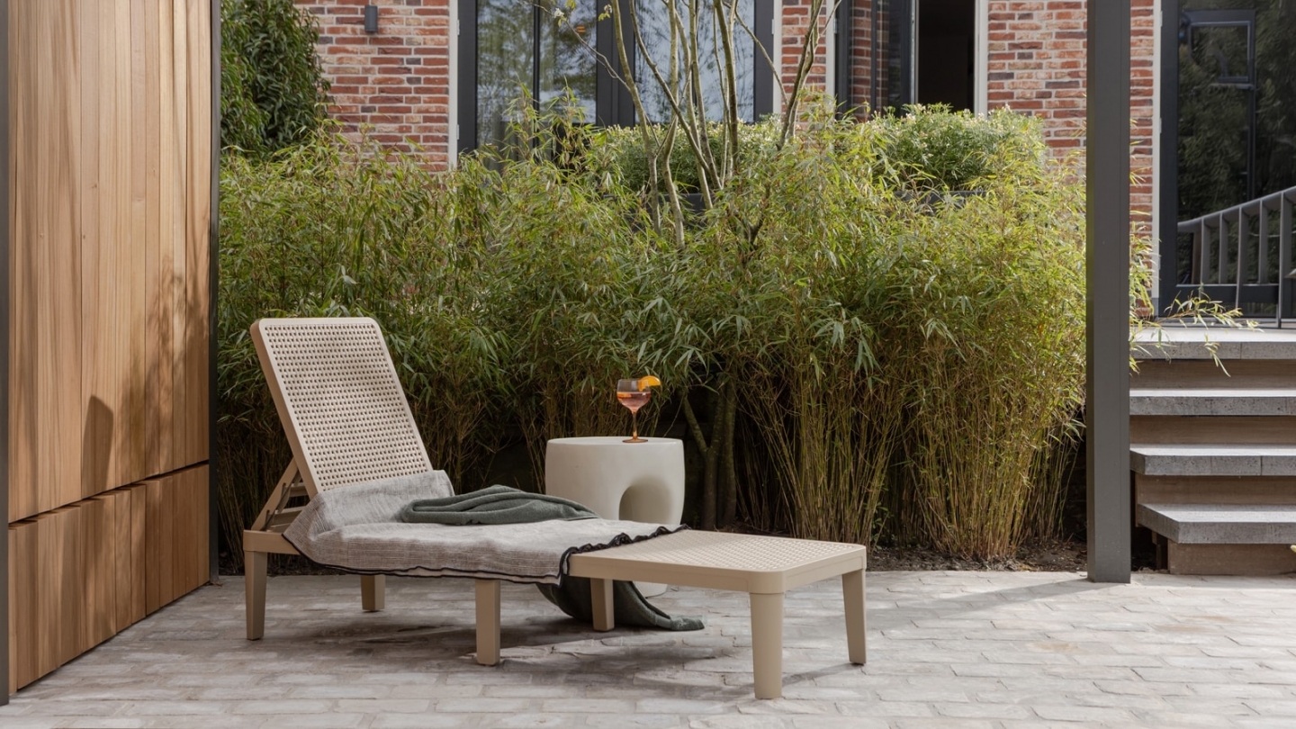 Chaise longue de jardin réglable sable - Jinte Chaise longue de jardin réglable sable - Jinte