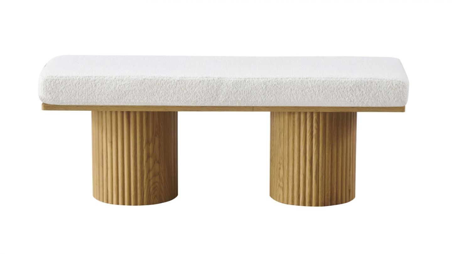 Banc en tissu bouclé beige - Mahe Banc en tissu bouclé beige - Mahe