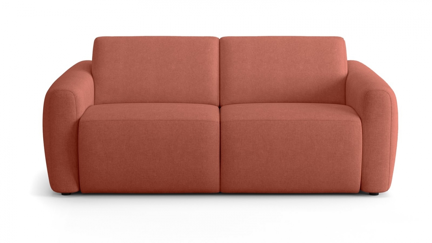Canapé droit convertible 3 places en tissu chenille terracotta - ouverture express - Suzie Canapé droit convertible 3 places en tissu chenille terracotta - ouverture express - Suzie