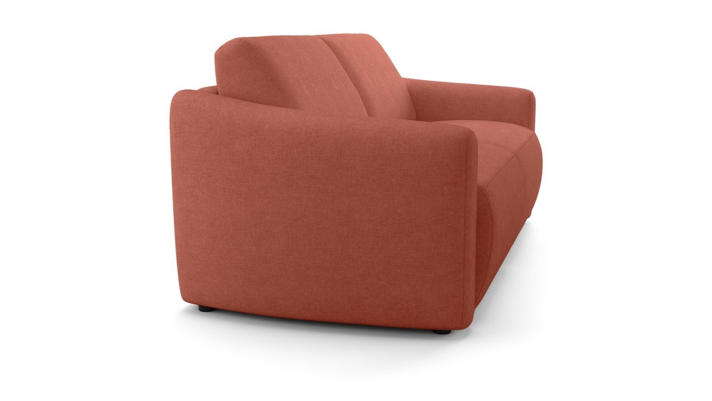 Canapé droit convertible 3 places en tissu chenille terracotta - ouverture express - Suzie Canapé droit convertible 3 places en tissu chenille terracotta - ouverture express - Suzie