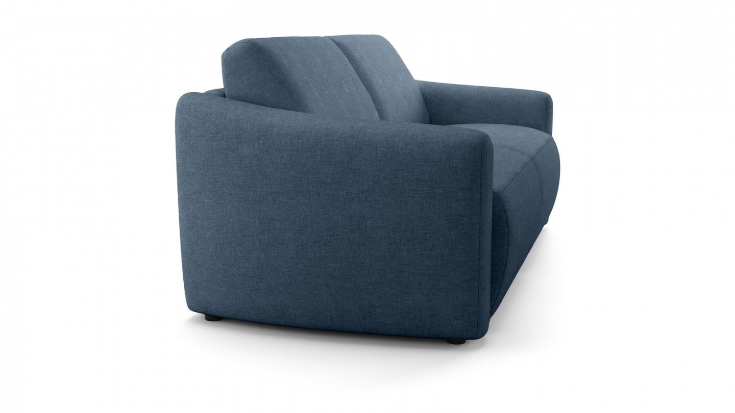 Canapé droit convertible 3 places en tissu chenille bleu foncé - ouverture express - Suzie Canapé droit convertible 3 places en tissu chenille bleu foncé - ouverture express - Suzie
